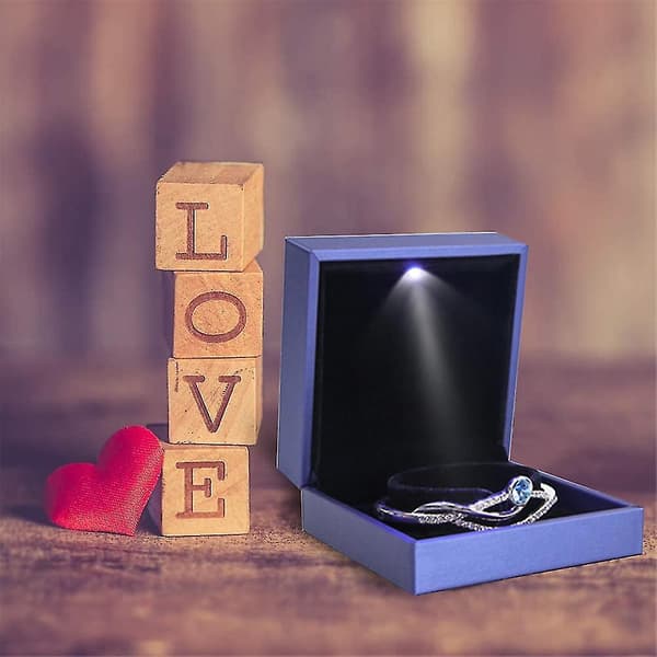 Vacker Present LED Ljus Ringbox, Trendig LED Belyst Ring Förvaring Smyckeskrin Showcase Present (armbandsbox storlek)[D] 1