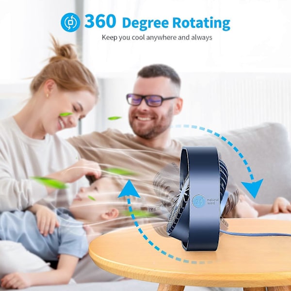 USB-tuuletin, minituuletin, hiljainen tuuletin, kannettava hiljainen USB-tuuletin, 3 säädettävää nopeutta, USB, USB-tuuletin retkeilyyn, toimistoon, urheiluun, matkustamiseen, USB-virralla (sininen) [D]