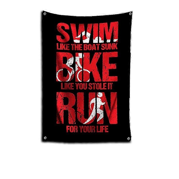 3x5 Ft I-ironmans Flagga Polyester Digitaltryck Banner För Garage Väggkonst Utomhusdekoration Med Mässingsöljetter T-triathlons[D] QZ90x150cm(35x59in) as the picture40210