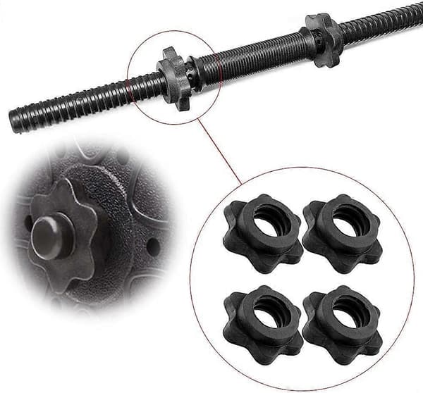 Hantel Hexmutter Spinlock Krage Spin Lås Skruvmutter Hantel Skivstång Bar Clips för Tyngdlyftning (4 st, svart)[D]