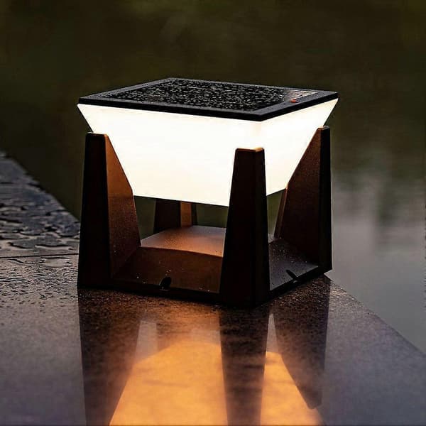 Moderne utendørs solcelle stolpelys LED Solcelle søylelys Vanntett gjerde dekk cap lampe landskap kolonnebelysning[D] As Shown
