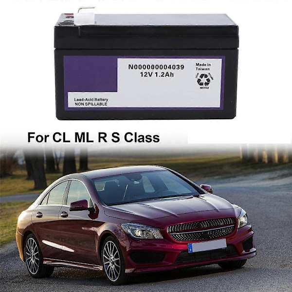 N000000004039 Bil Ekstrabatteri 12V 1.2Ah for ML R S Klasse Backup Batteri 000000004039 Black