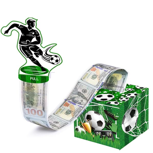Fotbolls-VM-tema sparbössa i papper - Presentbehållare för kontanter i papper[D]