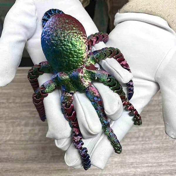 3D-printad Ledad Bläckfisk Leksak Ledad Verklighetstrogen Samlarfigur Leksaker Gåva[D] Green