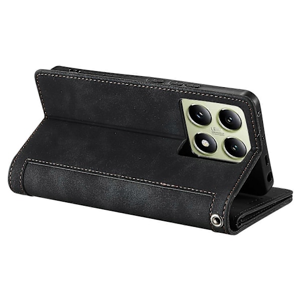 Til Xiaomi 14T Telefonetui Lynlås Lomme 9 Kort Slots PU Læder Flip Cover Multicolor Style B