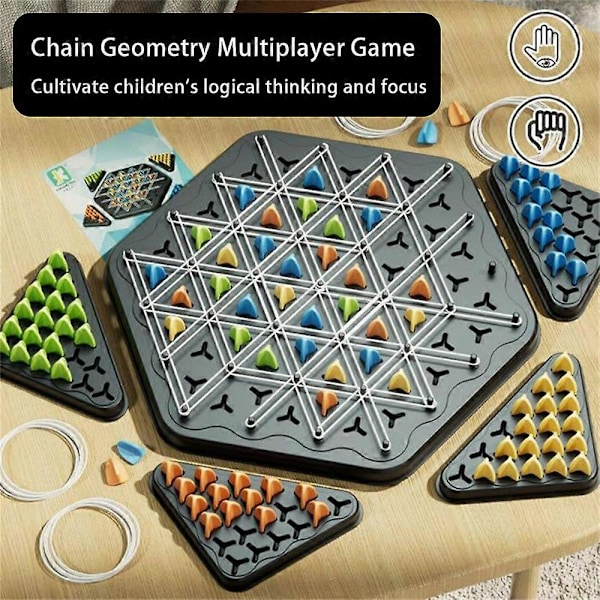 Triggle-spel, Triggle gummibandspel, Triggle brädspel kedjetriangel schackspel, lämpligt för 2-4 spelare nytt