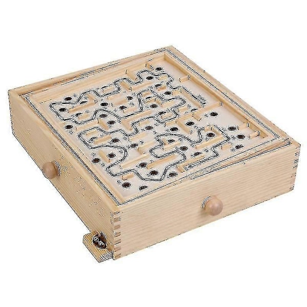 Trälabyrint Spel Balans Hållande Skrivbord Gruppspel Klassiskt Pussel Spel Leksak För Barn Och Vuxna[D] Large