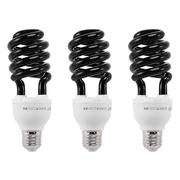 3x E27 40W UV Ultraviolett Fluorescerande Svartljus CFL Glödlampa 220V Form: Spiral Effekt Volt