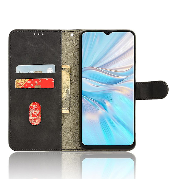 Shockproof-etui for Blackview Oscal C70, Skin-touch PU-lær, Foldbar Stativ, Lommebok, Beskyttende Deksel