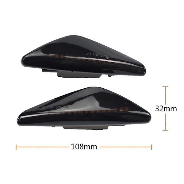 2 stk Røykte Dynamiske LED Sidemarkerlys Blinklys For- X3 F25 X5 E70 X6 E71 E72 2008- black