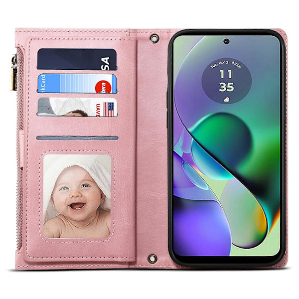 RFID-skyddande plånboksfodral i läder för Motorola Moto G84 5G