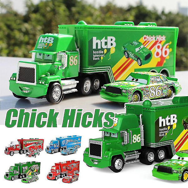 Elokuva-autot 2 3 Hahmoa Lightning McQueen & Kuningas & Chick Hicks & Mack Truck Uncle Metallivalu Leikkiautot Ajoneuvot XH[C]