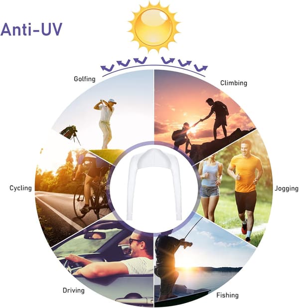 UV Shield Sjal Armærme Sort og Hvid, Størrelse[D]