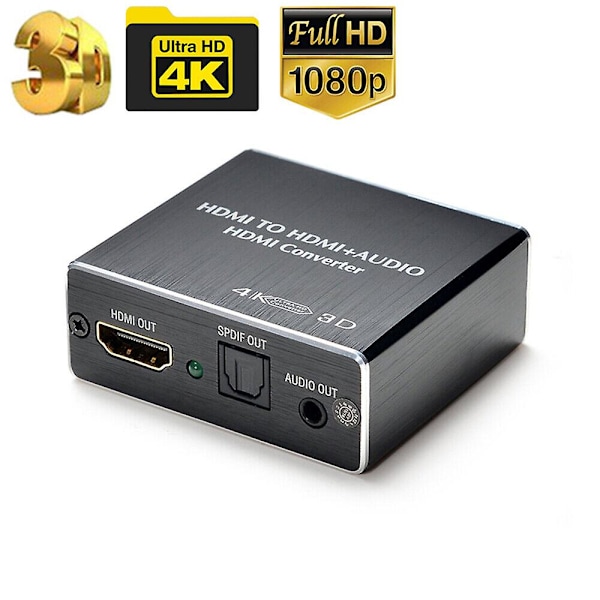 HDMI Stereo Audio Extractor Konverter 4K * 2K HDMI till HDMI + Optisk SPDIF 3.5mm