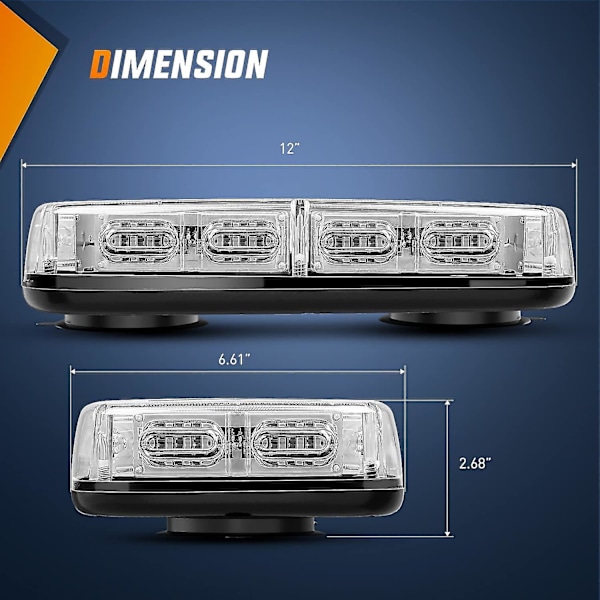 12-tums Taklampa med Grön LED-Varningslampa för Säkerhet, Magnetisk Fäste för Bil/Lastbil, 12V/24V