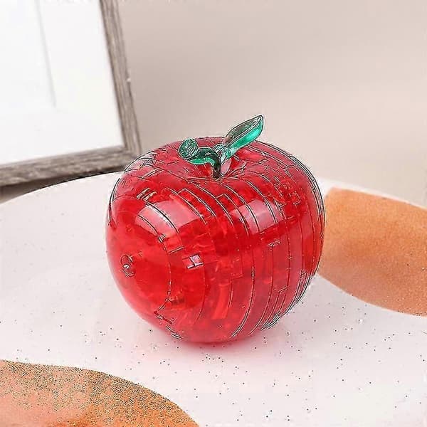 Kristalläpple Stereoskopisk 3d-pussel Spatialt Tänkande Belysning Montering Demontering Äpple. Julklapp[D] Red A1