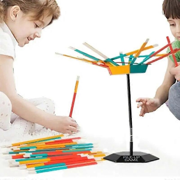 Stack It Up Balansspel Färgglada Pinnar Stapelbräde Spel Leksaker För Interaktion Mellan Föräldrar Och Barn Pusselspel För Familjefester Leksaker[D] black