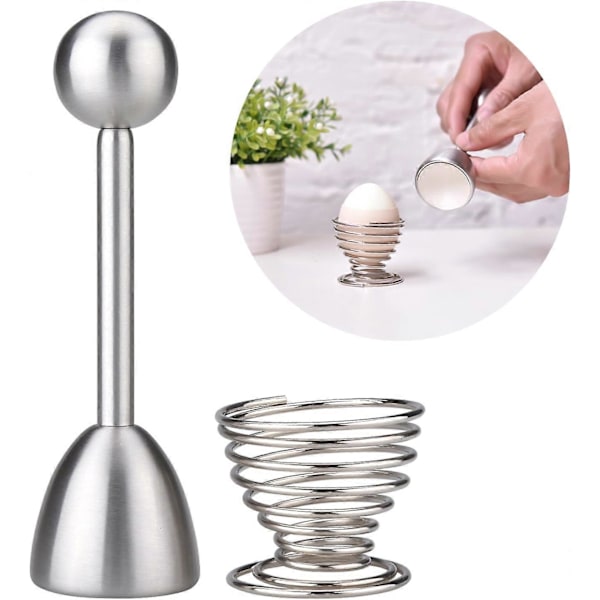 Egg Topper med Eggkopp Eggåpner, Eggkutter Sprekker Rustfritt Stål, 14cm[D]