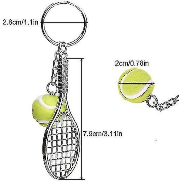 2-pack Tennisracket Nyckelring, Kreativ Metallnyckelring Sportnyckelring Tennisboll Nyckelring