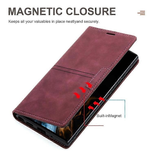 Til Samsung Galaxy Note20 Ultra Dream Magnetisk Suge Business Horisontal Flip PU Læder Etui med Holder & Kort Slot & Pung[D] Wine Red