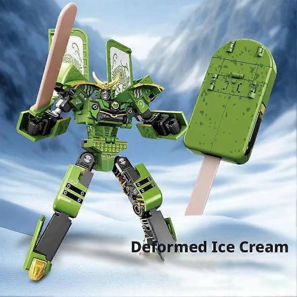 2-i-1 Iskrems Deformasjonsrobot for Image Jar Mecha Creative Warrior Modell[D] Chocolate