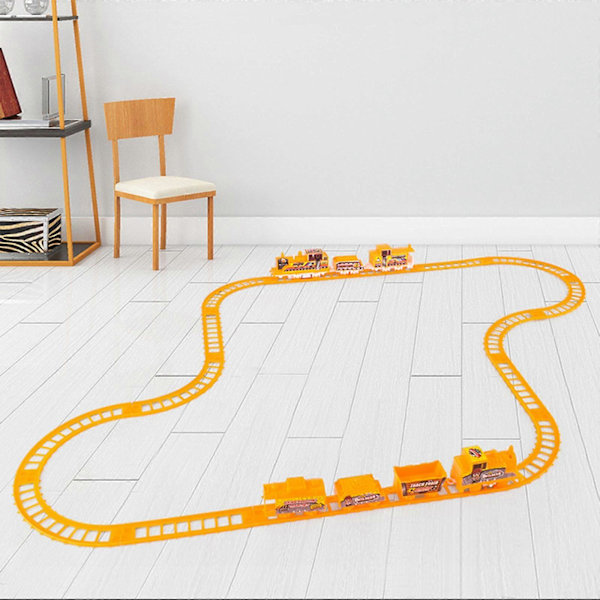 Flerfarget montert togvogn, elektrisk togvogn, DIY-bil, DIY elektrisk tog, barneleke [D] pink Three carriages