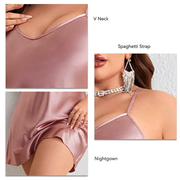 Dam V-ringning Spaghettiband Nattlinne Ärmlös Korsrygg Nattlinne Tryckt Plus Size Sovkläder Nattlinnen[D]