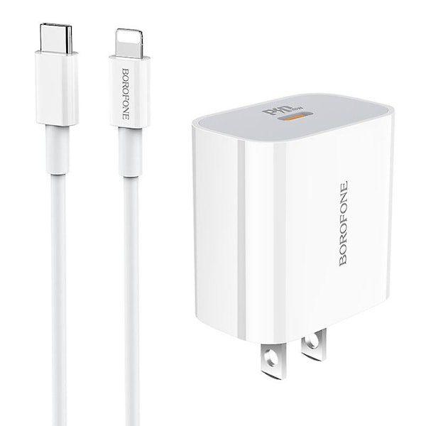 Borofone BA38 Plus PD20W laddare för iPhone 12, snabbladdningssats med amerikansk standard