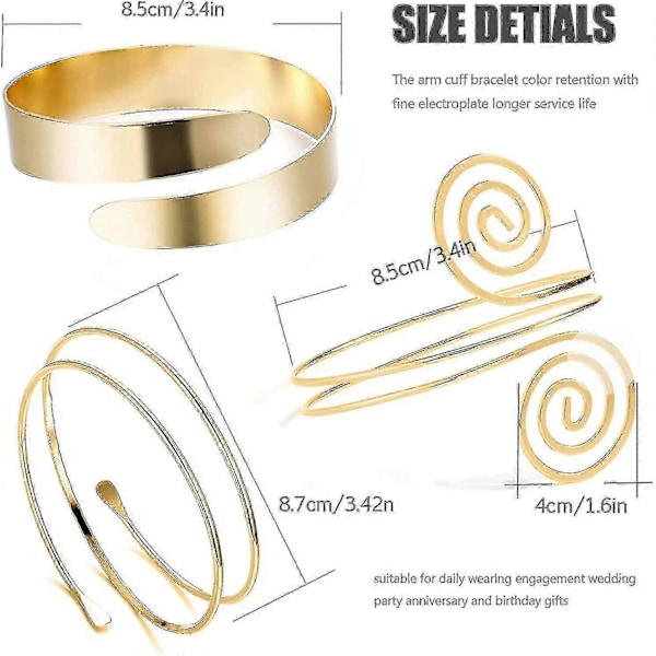 6 Armmanschetter, Dam Silver Guld Justerbart Armbandsset
