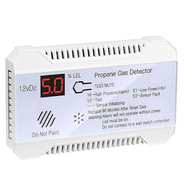 Propandetektor 12V LPG Naturgas Sensor Lækagealarm 85DB Sirene til Bil RV Hjem Digital Propan T