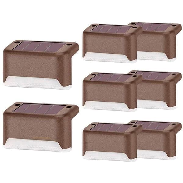 Utendørs solcellelamper 4/8/12/16-pakninger Vanntette LED-lys for trapper, gjerder, hager, terrasser, gangveier[D] Brun 4PCS