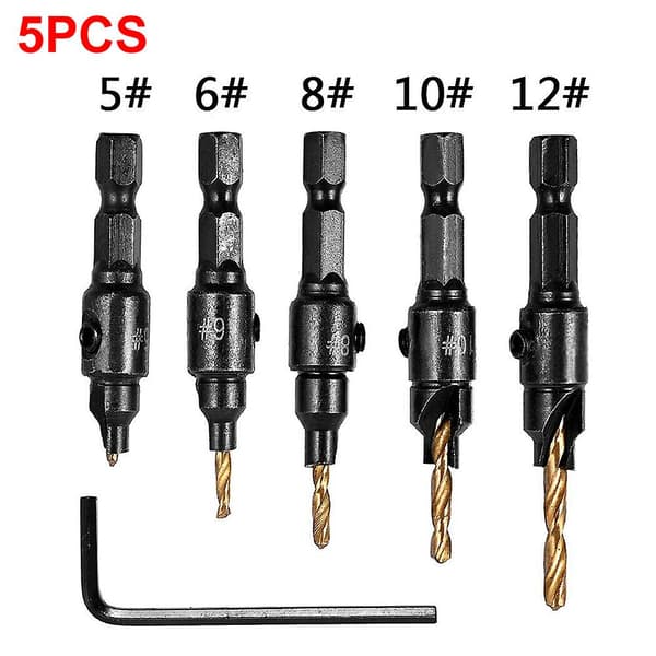 Swagging Tool Borr Set Snappy Tools Snabbväxlande Försänkare Borr Set[D] Gold 5PCS