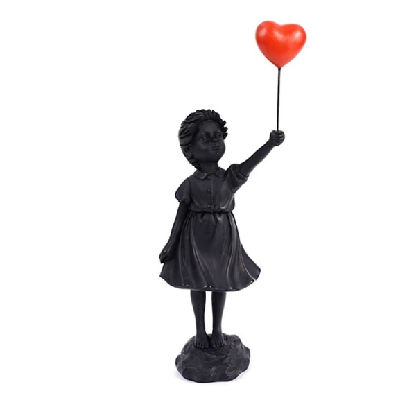Liten flicka med ballongfigur Staty Skulptur Vardagsrum Arbetsrum Sovrumsinredning Hembordsinredning [kk] Black