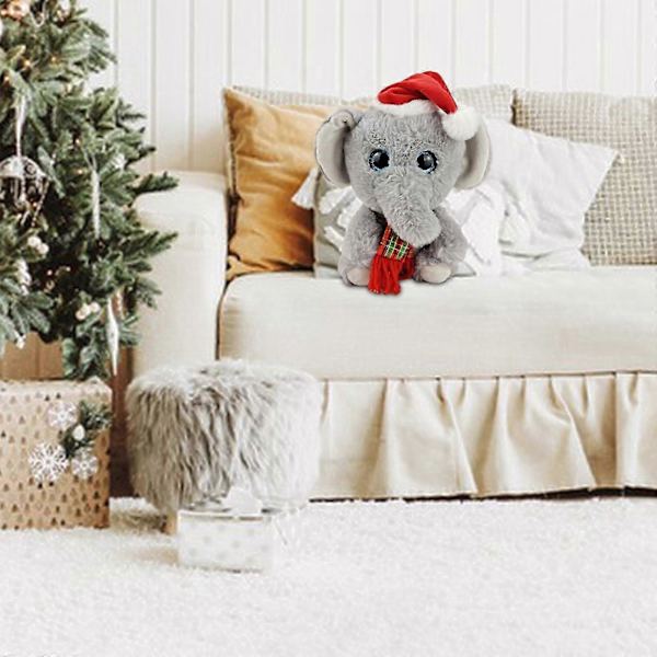 Festlige plyslegetøj til juledekoration - Bløde feriebamser [D] Elephant