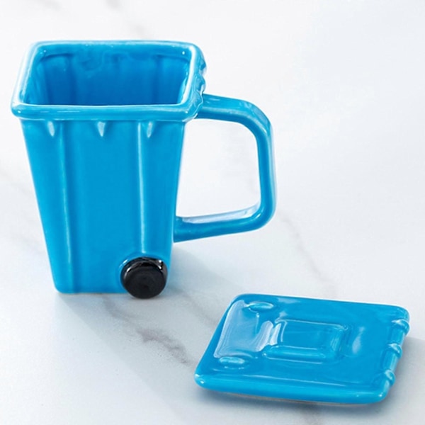 Kaffekopp Daglig Bruk Kopp Bar Tilbehør Vannkopp Kreativ Søppelkasse Krus Søppelbøtte Kopp for Iskaffe Frokost Juice[D] Blue