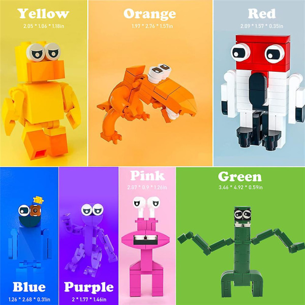 7 stk/sett Roblox Rainbow Friends Minifigur Samlet Kolleksjon Mini Byggeklossfigurer Leke Barn Gave