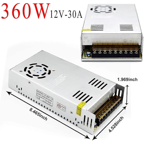 12V 30A DC Universal Reguleret Switching Strømforsyning 360W - Høj Effektivitet, Pålidelig Ydeevne