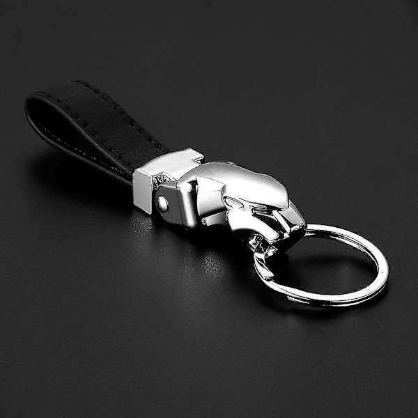 Bil Luksus Leopard Hoved Ægte Læder Nøglering Nøglering Holder Metal Nøgleringe Til Jaguar F-pace Xj Xe Xf Xj F-type E-pace-God