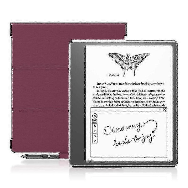 Stativfodral i PU-läder + TPU med pennfack för Amazon Kindle Scribe E-läsare Wine Red