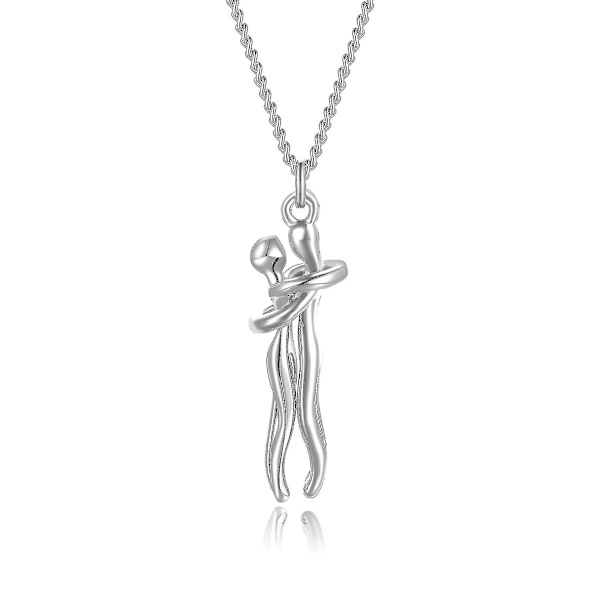 Krama halsband i S925 sterlingsilver, kramande halsband, älskad smycke för honom och henne, Alla hjärtans dag-present Silver
