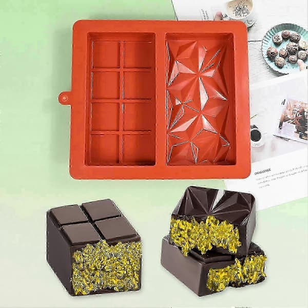 Chokoladeform Stor Silikone Chokoladeform til Fyldt Bar Let at Bruge Fødevaregodkendt Tyk Form til Chokoladebarer Nødder[D] E