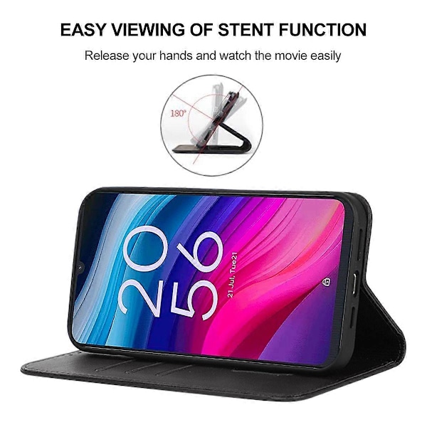 Magnetisk lærveske for TCL 505 Black