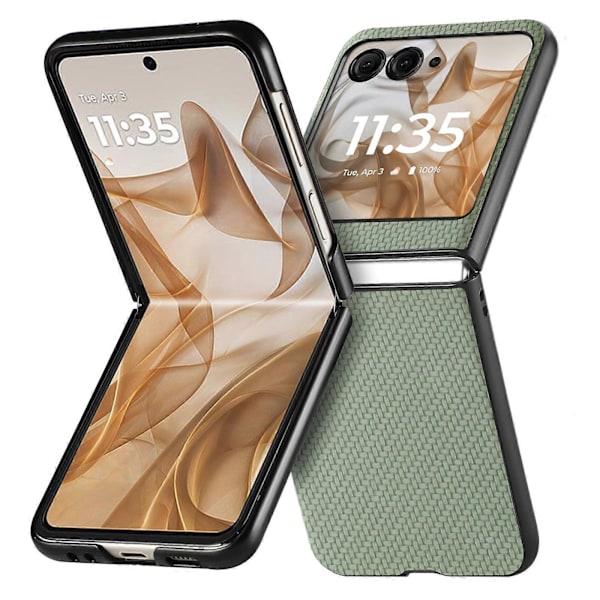 Mobilfodral i kolfiberstruktur för Motorola Razr 50 Green