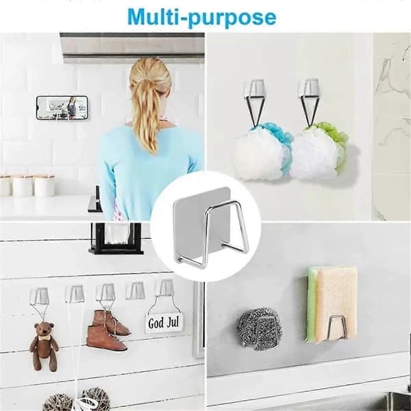 Punch-Free Rack, Svampavløpsstativ, Stålull, Klutlagringsstativ, Vaskstativ[D] Silver White