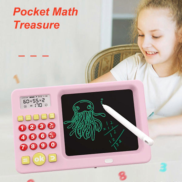 2-in-1 Matematiikka Kirjoitustabletti Lapsille - Pinkki/Sininen, Opi Matemaattisia Operaatioita Lisää, Vähennä, Kerro, Jaa, LCD-Näyttö[D] blue