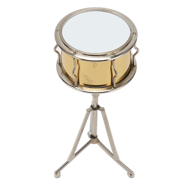 Miniatyr Snare Tromme Modell Dekorativ Kobber Musikk Instrument Ornament for Dukkehus Bokhylle Skrivebord Gull
