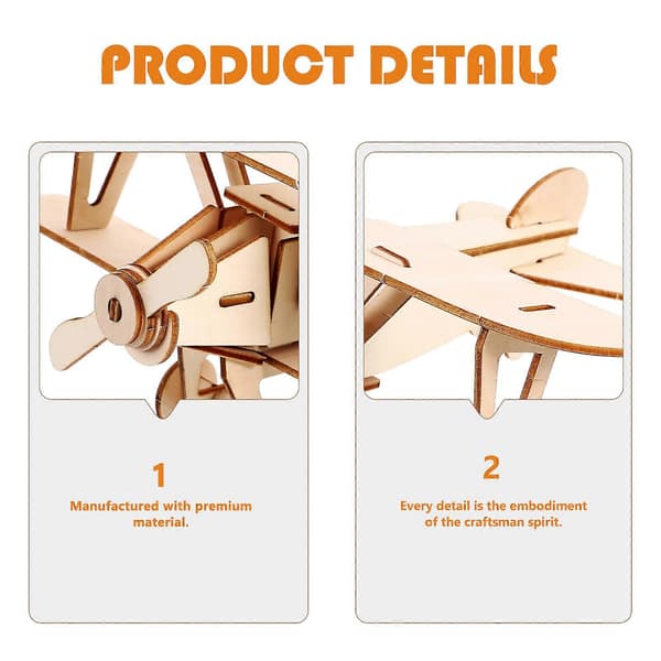 Tre Fly Kit for Barn Leke 2 Sett 3D Puslespillmontering [D] Beige 9.5X18.5X21.5CM