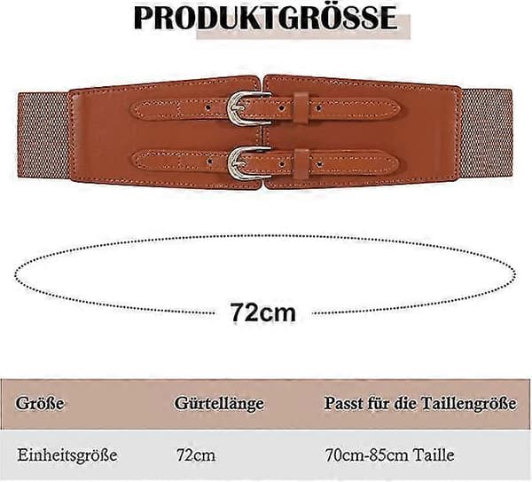 Brett bälte med dubbelspänne och elastiskt midjeband i konstläder/YY[D]