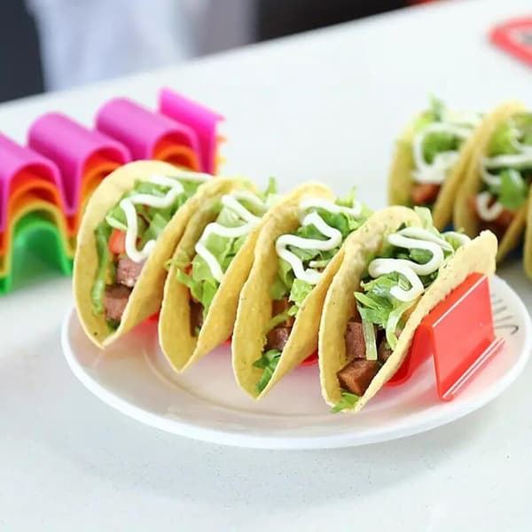 1 rød tacoholder i rustfrit stål, stabilt køkkentilbehør