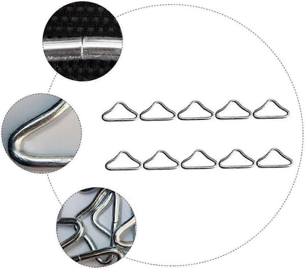 Trampoline Tilbehør Utendørs Trampoline V-Ring Rustfritt Stål Triangel Ring Spenne Trampoline Sprettseng Tilbehør (20 stk Sølv Whit[D]